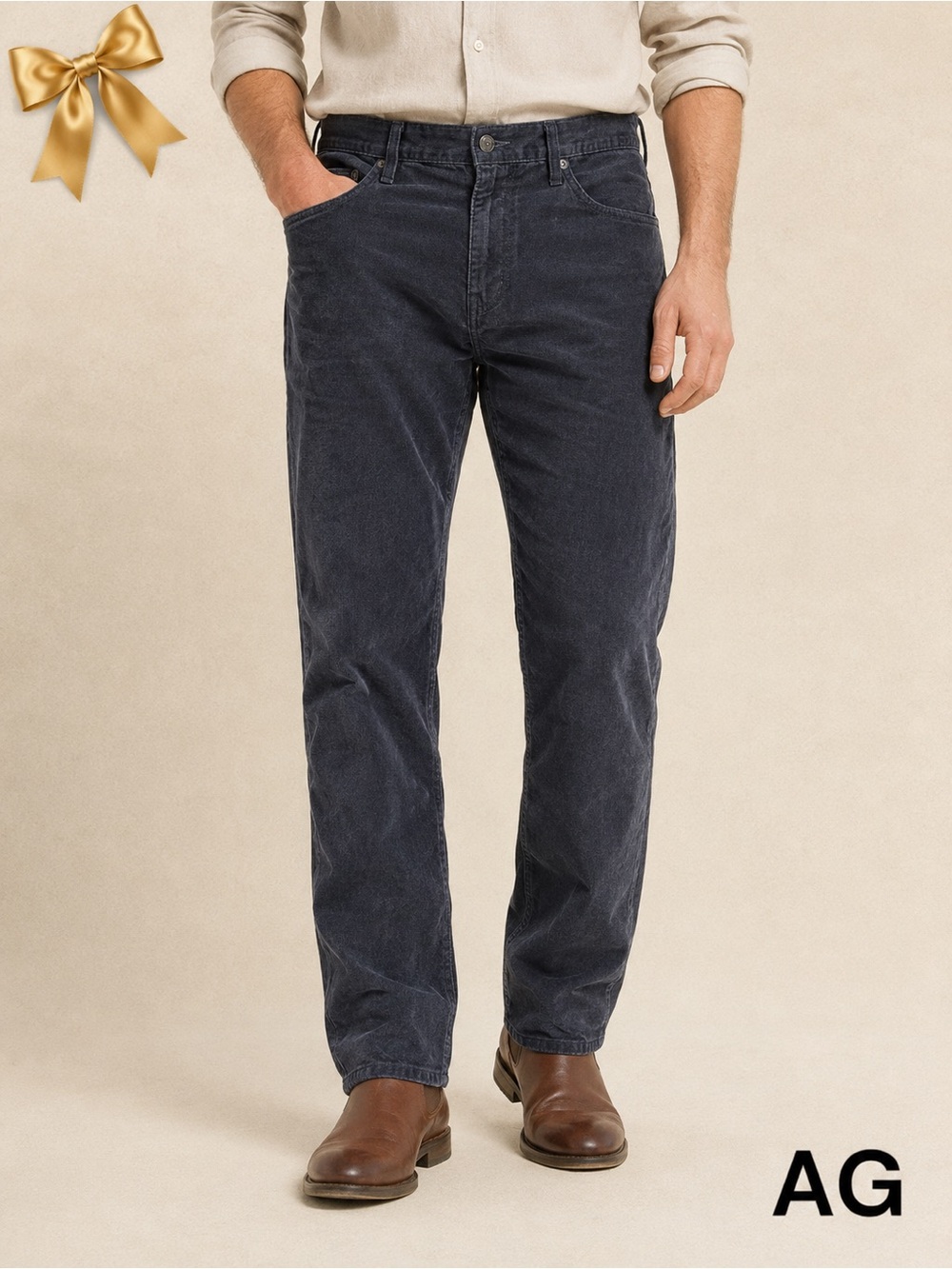 AG Adriano Goldschmied The Graduate Corduroy Pants 38 Tailored Straight Leg